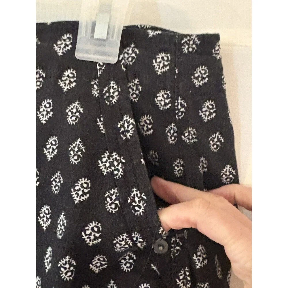 Gap Black Printed Pull On Shorts Womens 18 Linen Blend Drawstring Loose Fit